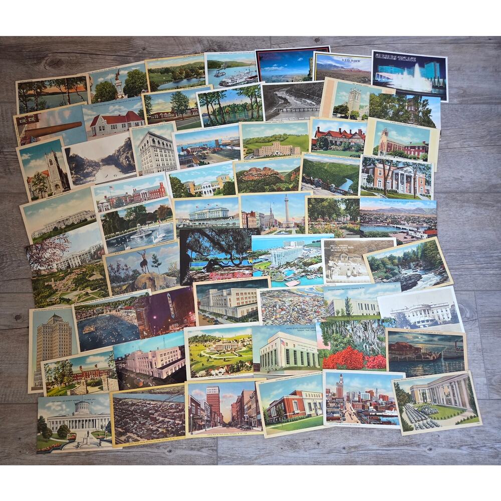 Lot 100+ Vintage Postcards 1930s-1950s Linen Scenic Military Family‎ Collection